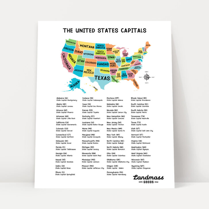 USA Map With Capitals Printable