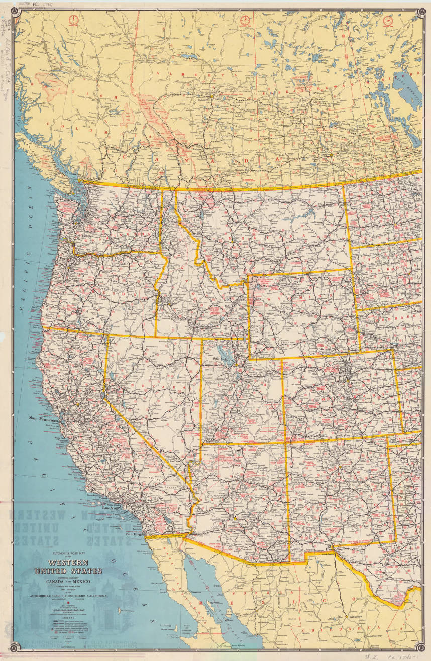 Automobile Road Map Of The Western United States Including inside Printable Map of Western USA