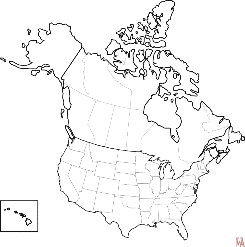 Blank Outline Map Of The United States And Canada | Whatsanswer with Printable Map of Canada and USA