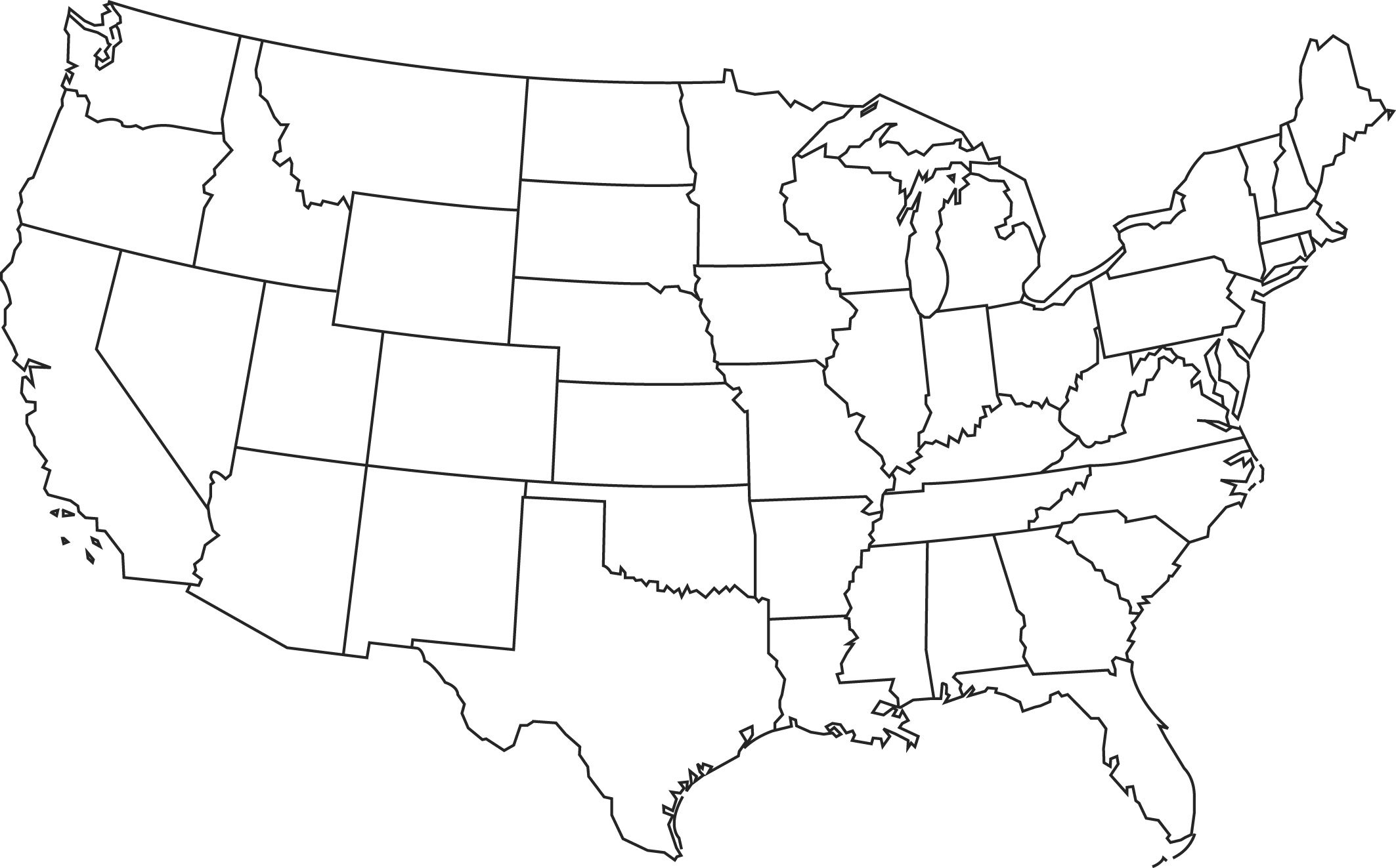 Blank Us Map Clipart - Clipart Suggest for Blank Map USA Printable