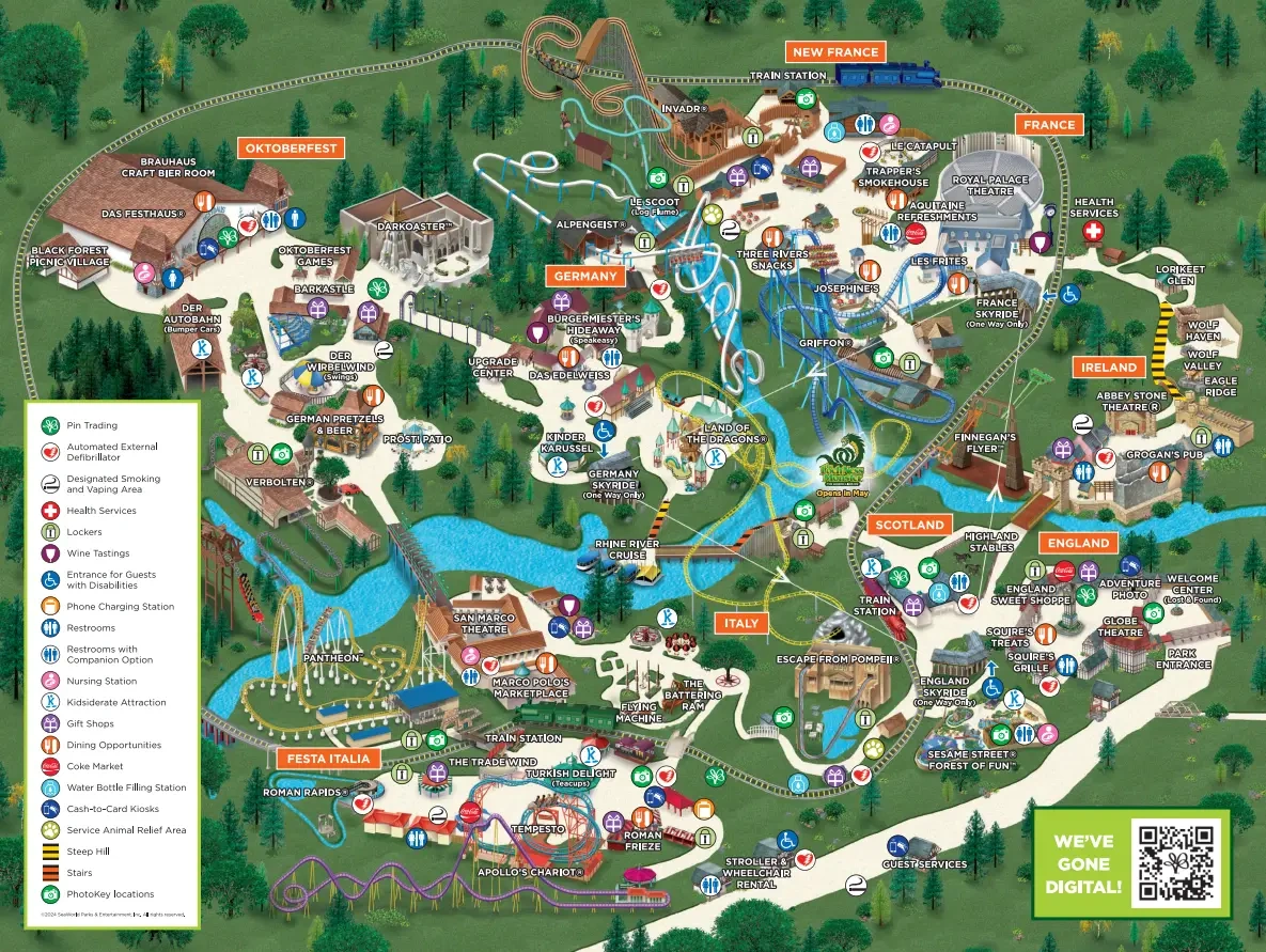 Busch Gardens - The Old Country Map And Brochure (1975 - 2024 pertaining to Water Country Usa Printable Map