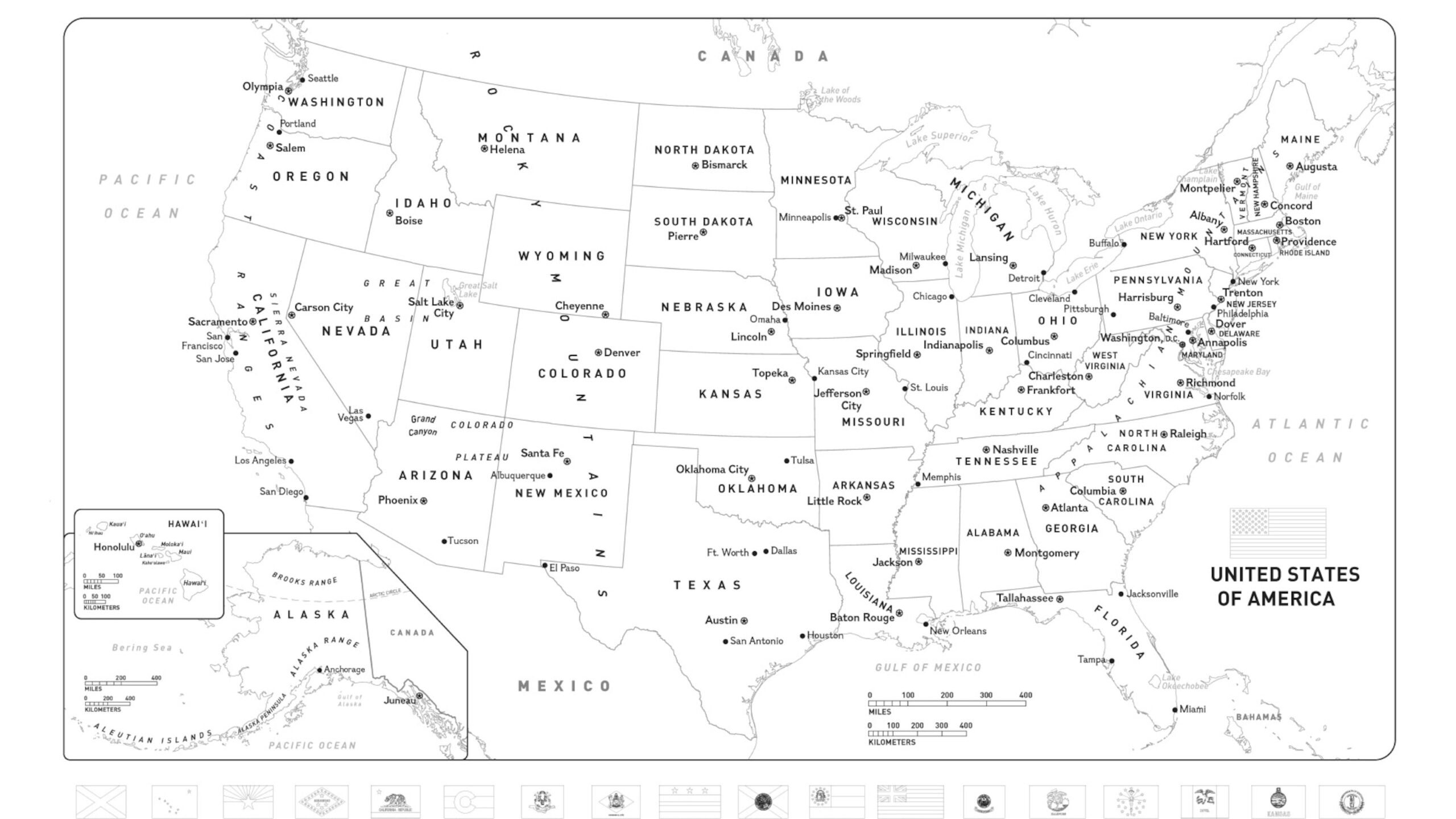 Download And Color A Free World Or United States Map With Flags inside Printable Usa Map To Color