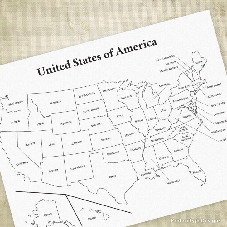 Printable Map of USA With Capitals