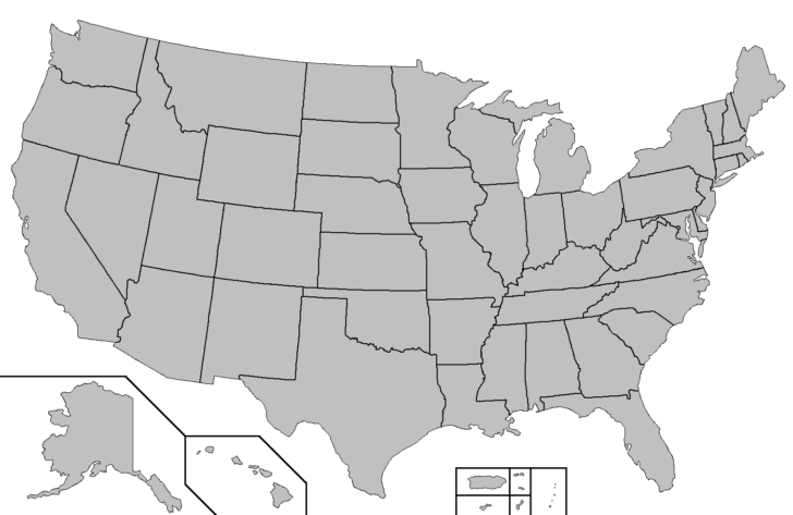 Printable USA Map with States Blank and White