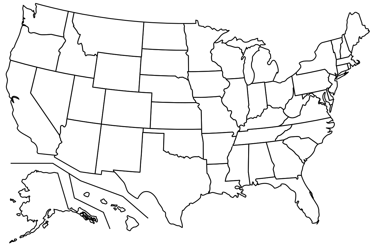 File:blank Us Map Borders.svg - Wikimedia Commons throughout Blank Map United States Of America