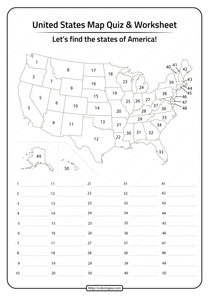 Blank USA Map Worksheet