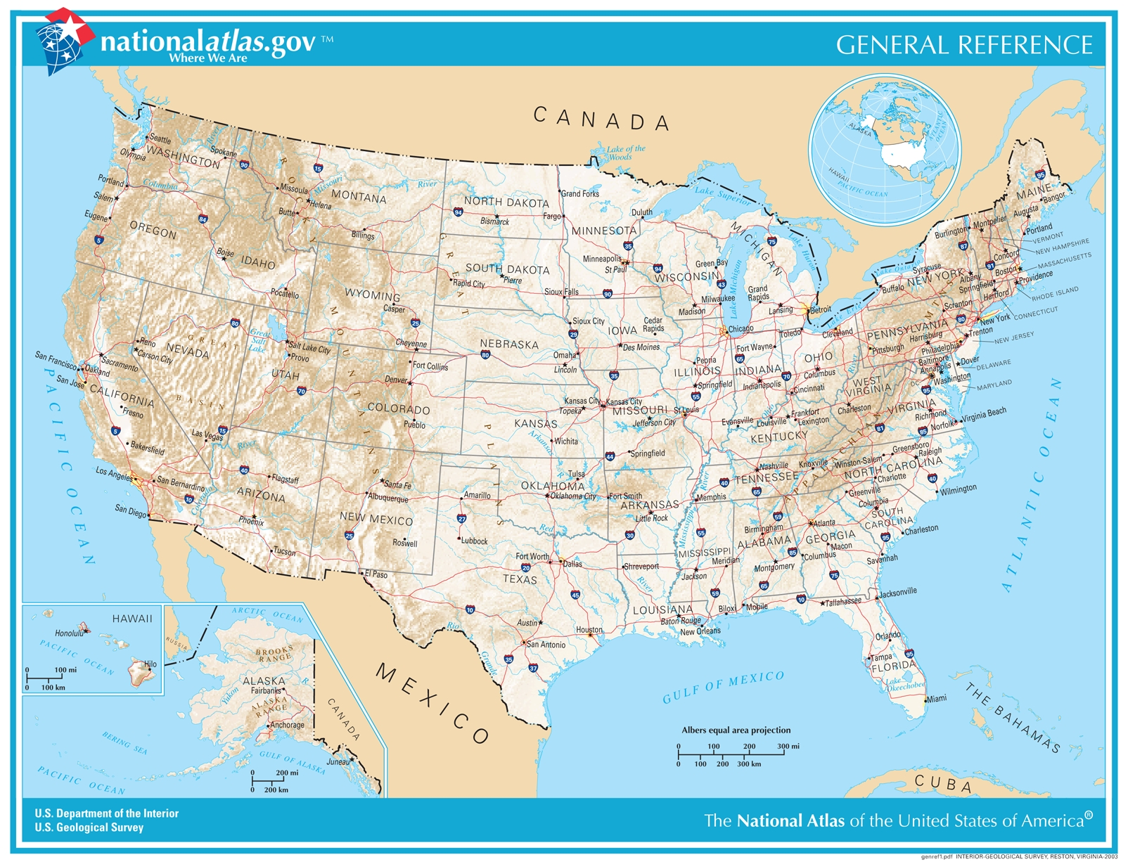 General Reference Printable Map | U.s. Geological Survey intended for USA Map States Printable