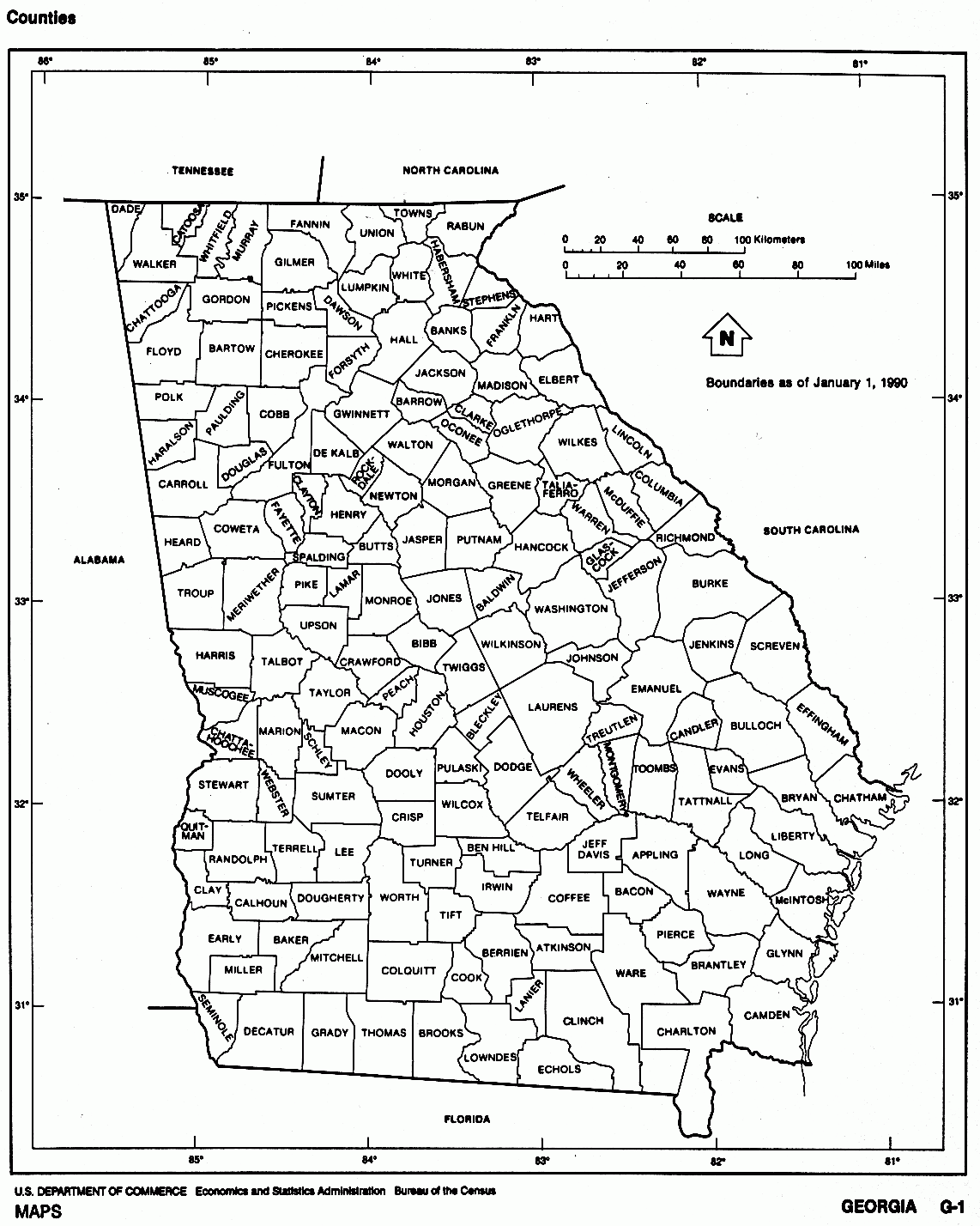 Georgia Free Map with regard to Printable Map of Georgia USA