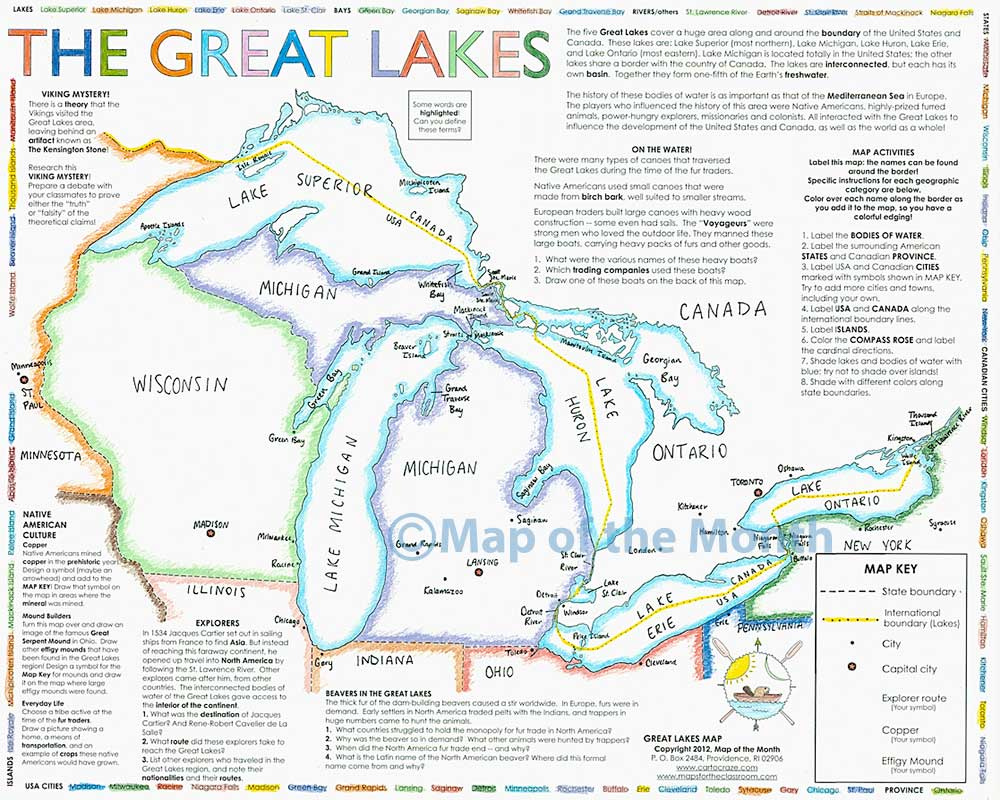 Great Lakes Map for Water Country Usa Printable Map