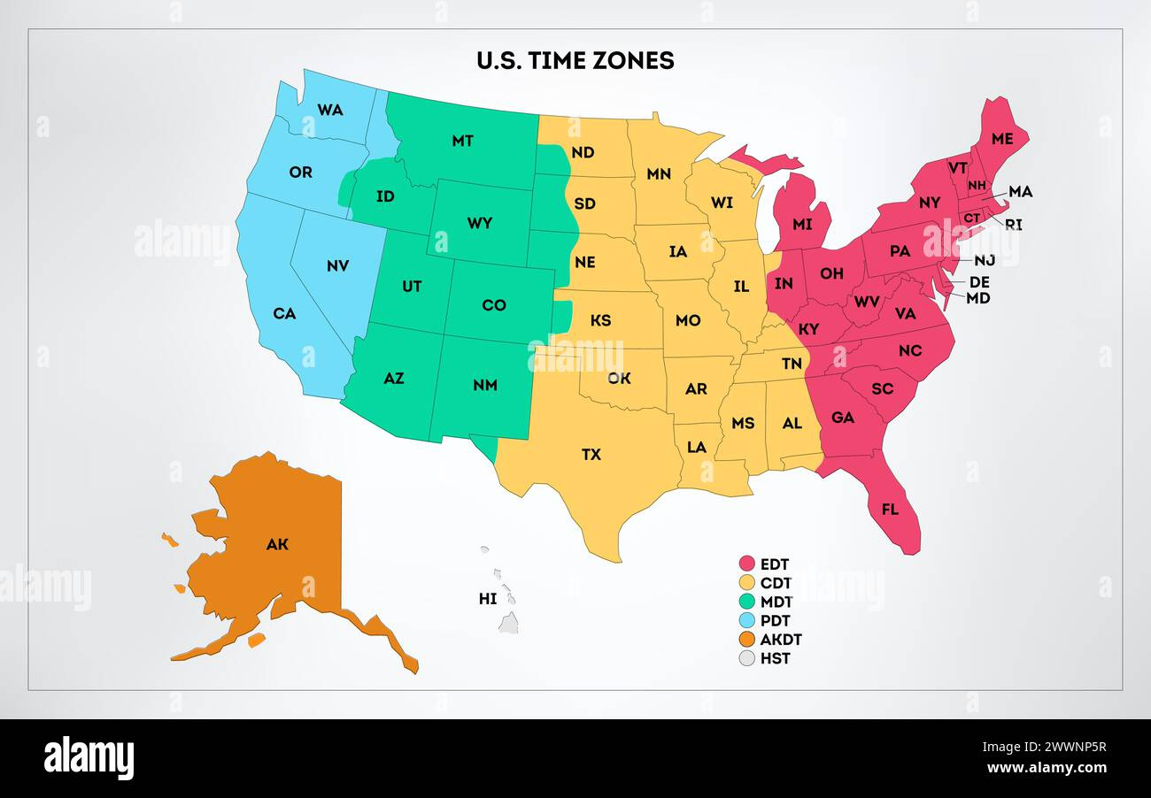 Infografik Der Zeitzonen Der Usa. Farbenfrohe Geographie-Zeitzonen with regard to Printable Map of Time Zones USA