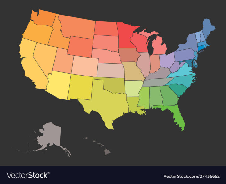 Blank USA Map Colorful