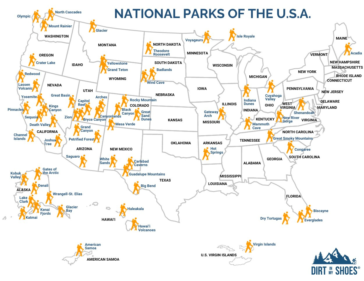 List Of National Parks In The Usa 2024 (+ Map And Checklist) inside Printable Map of National Parks In USA