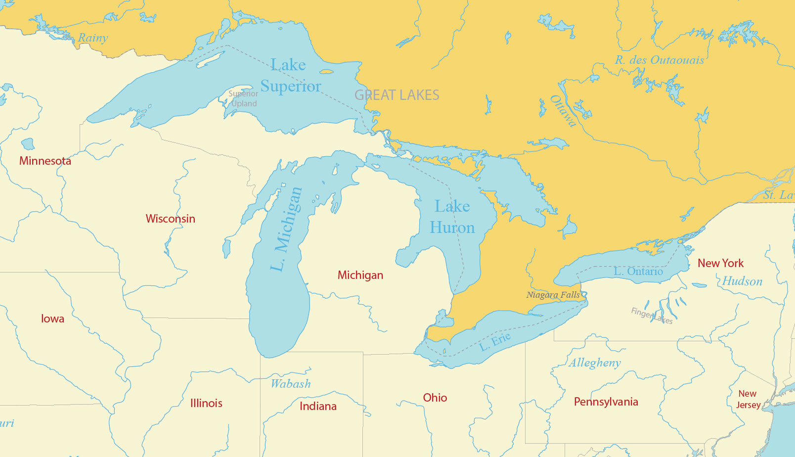 Map Of The Great Lakes Of North America - Gis Geography inside Blank Map United States With Great Lakes