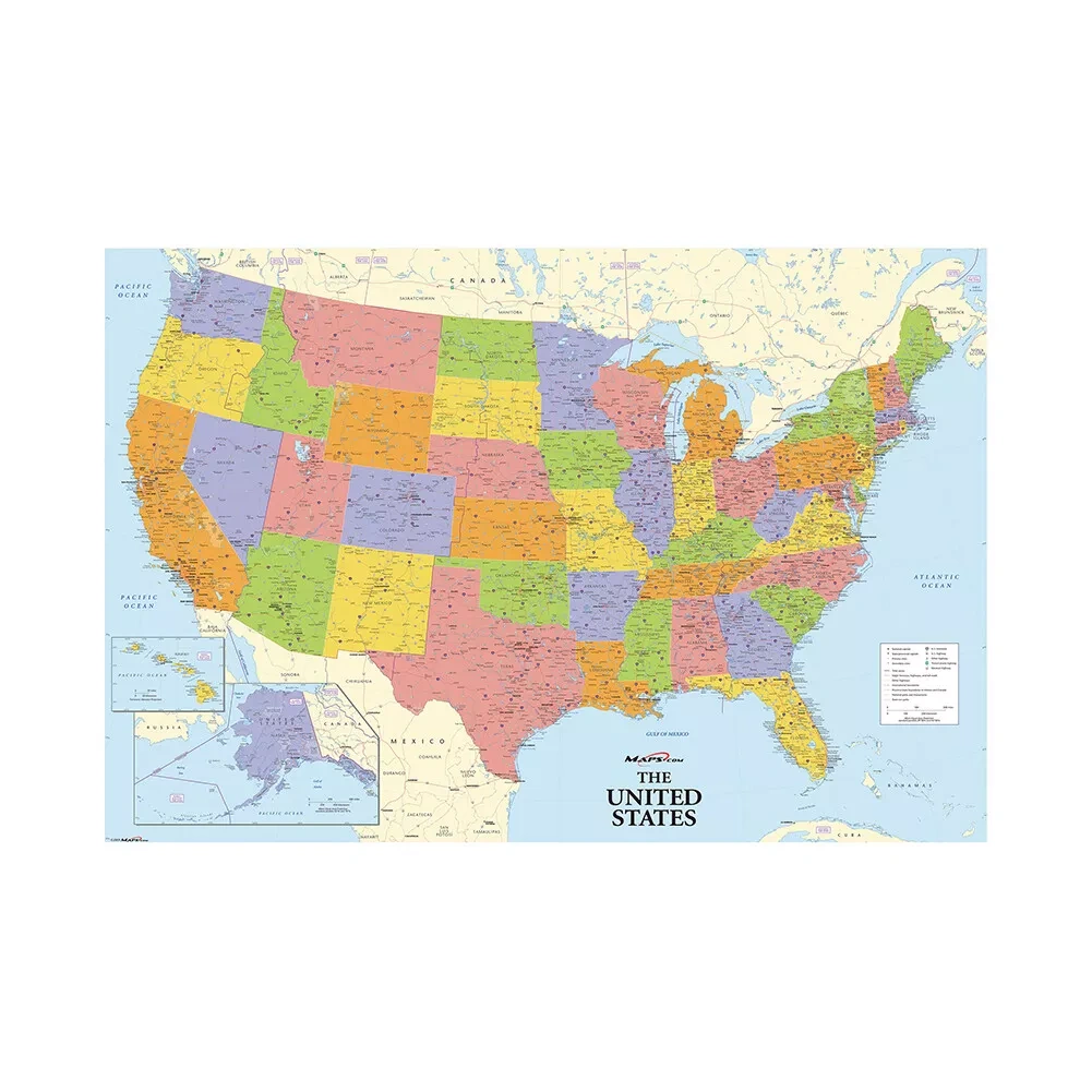 Map Of The United States Large Poster Print 36*24In | Ebay inside Printable Large USA Map