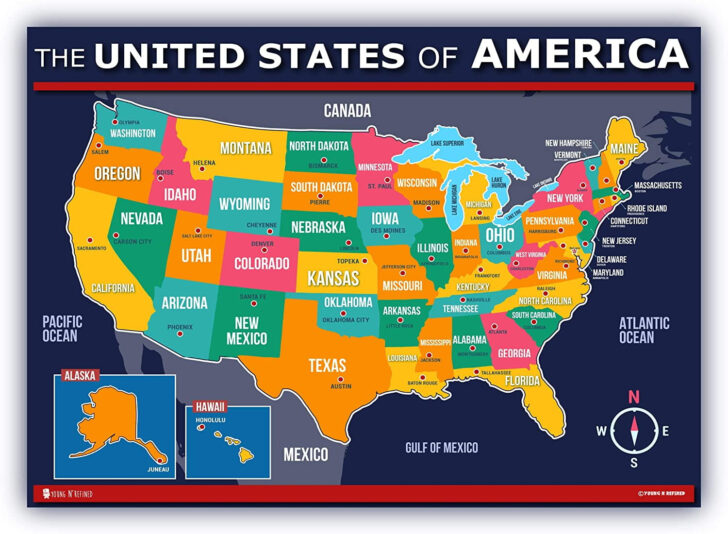 Printable Map of USA States and Capitals