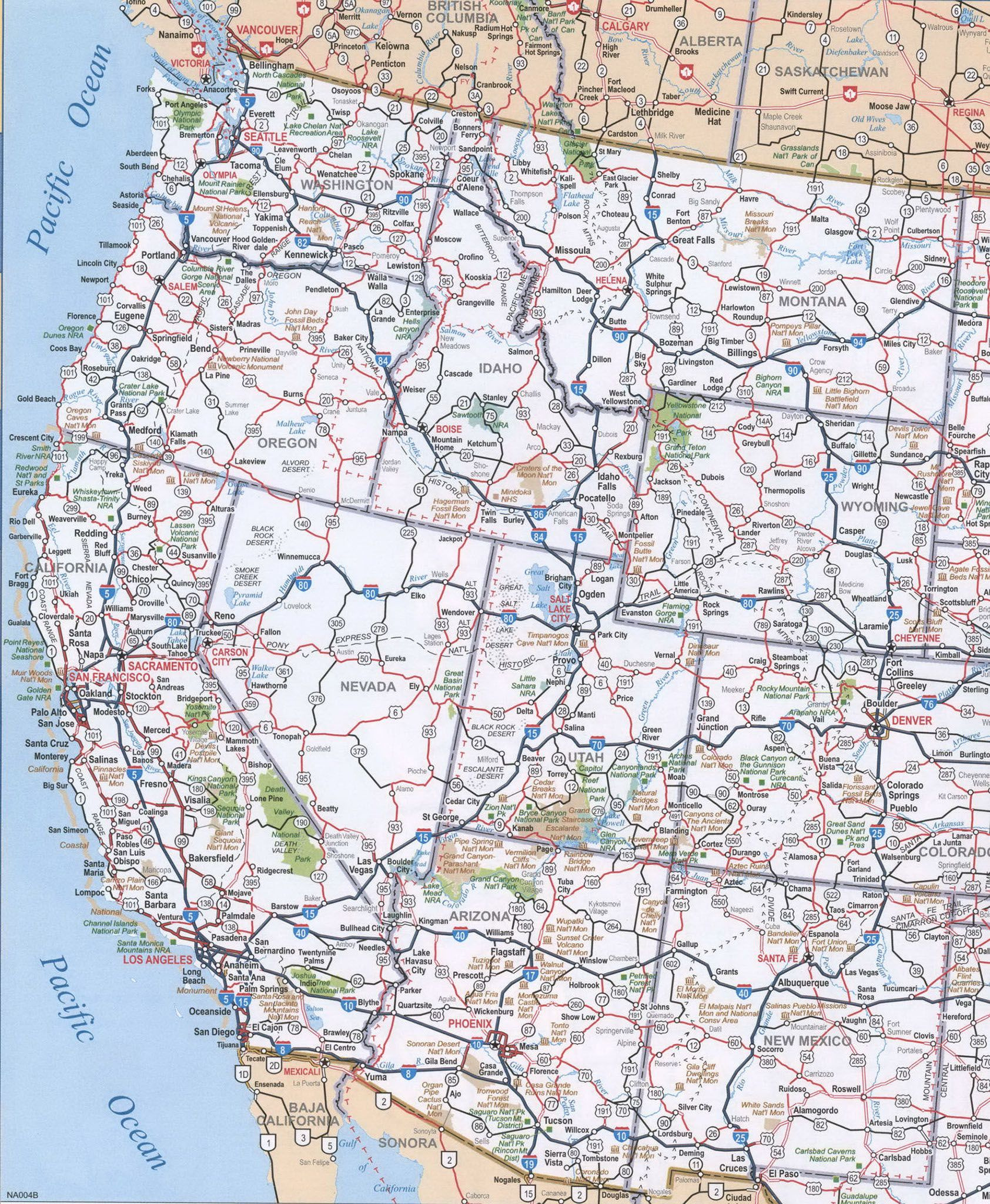 Map Of Western United States Cities National Parks Interstate Highway intended for Printable Map Of West Coast Usa