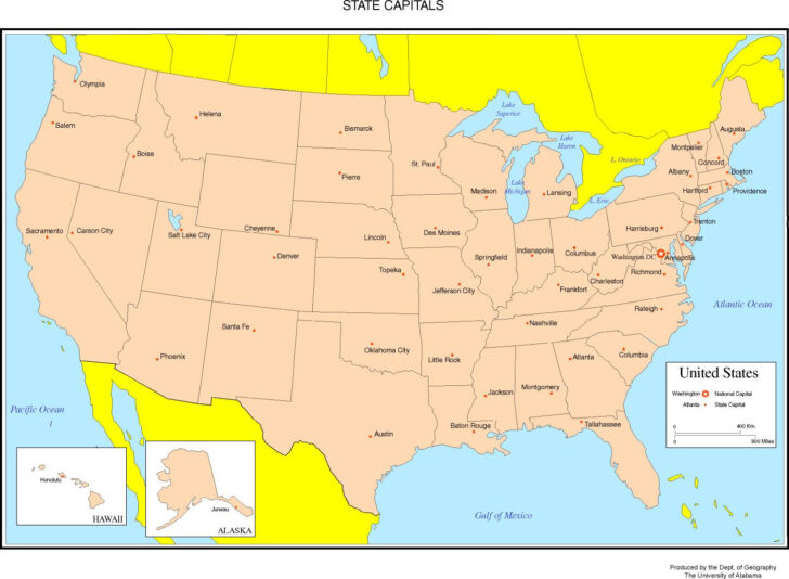 Map of USA With Cities Printable