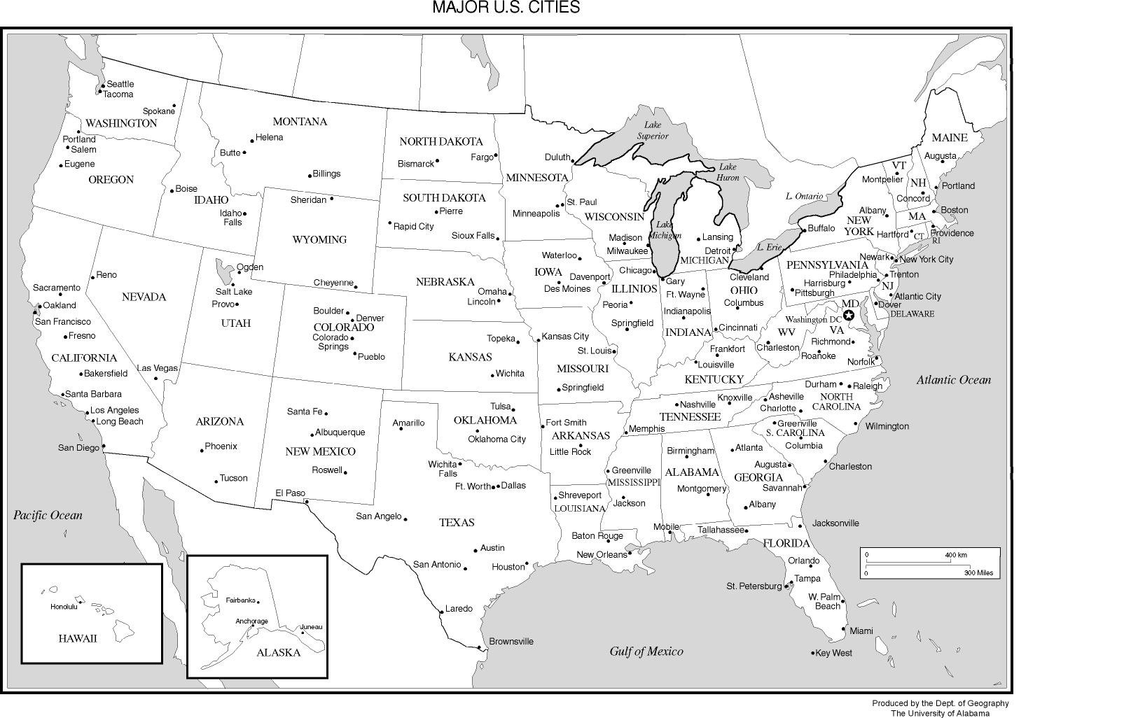 Maps Of The United States for Printable USA Map With Major Cities