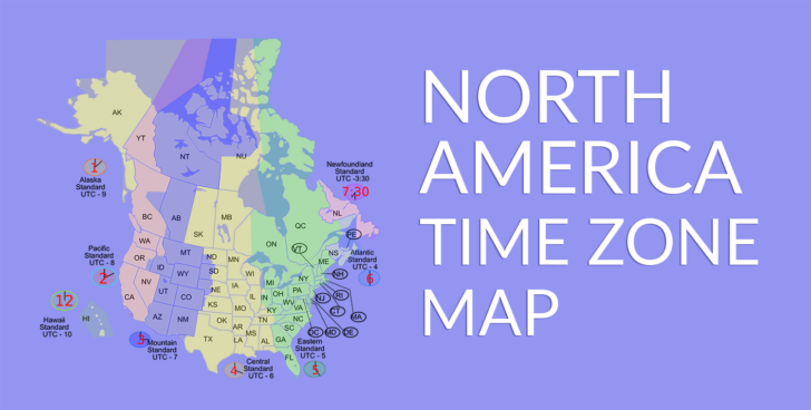 Printable Time Zone Map USA and Canada