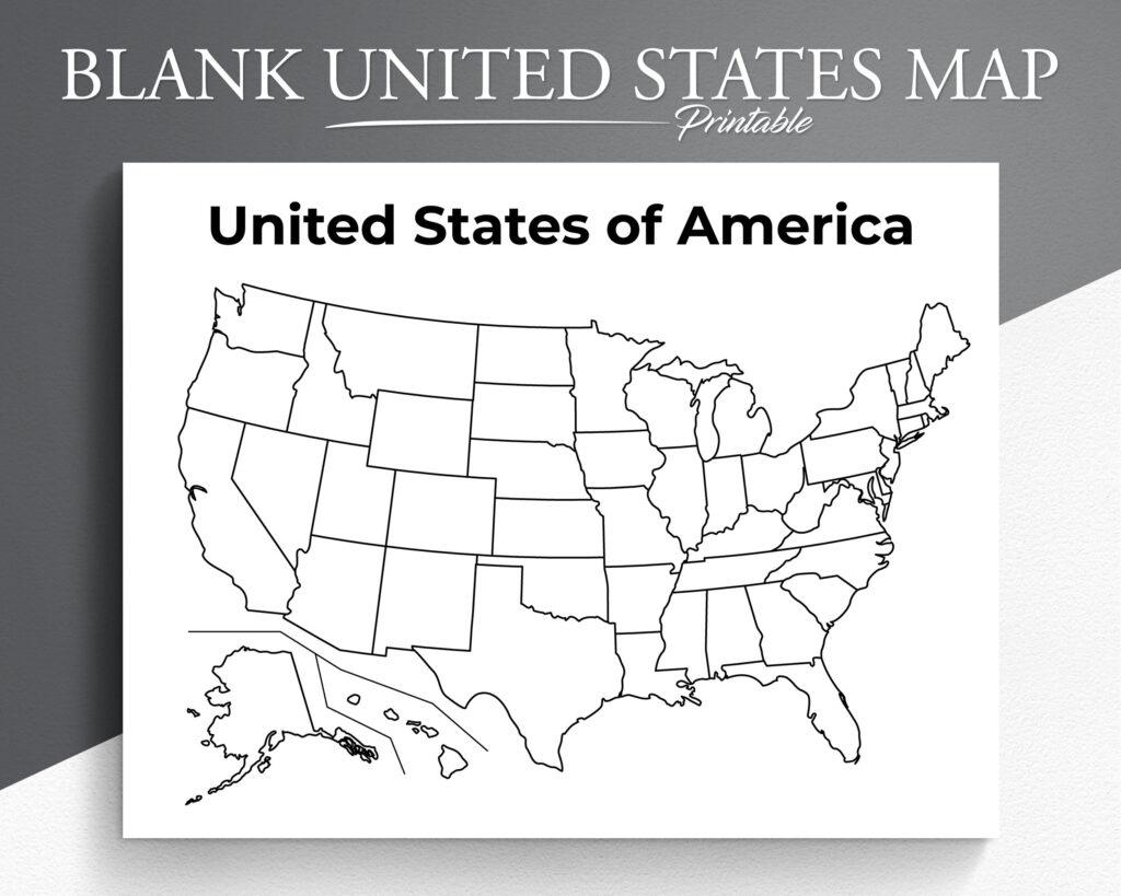 Map of USA Black and White Printable - Printable Blank Us Map Educational Map For Kids Usa Coloring Intended For Map Of Usa Black And White Printable 1024x819
