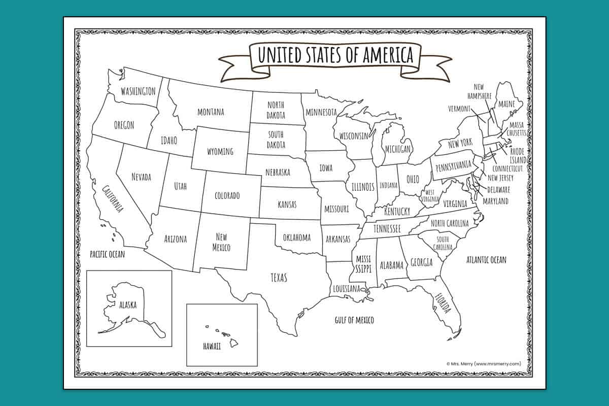 Printable Map Of The United States | Mrs. Merry for Free Printable Map Usa