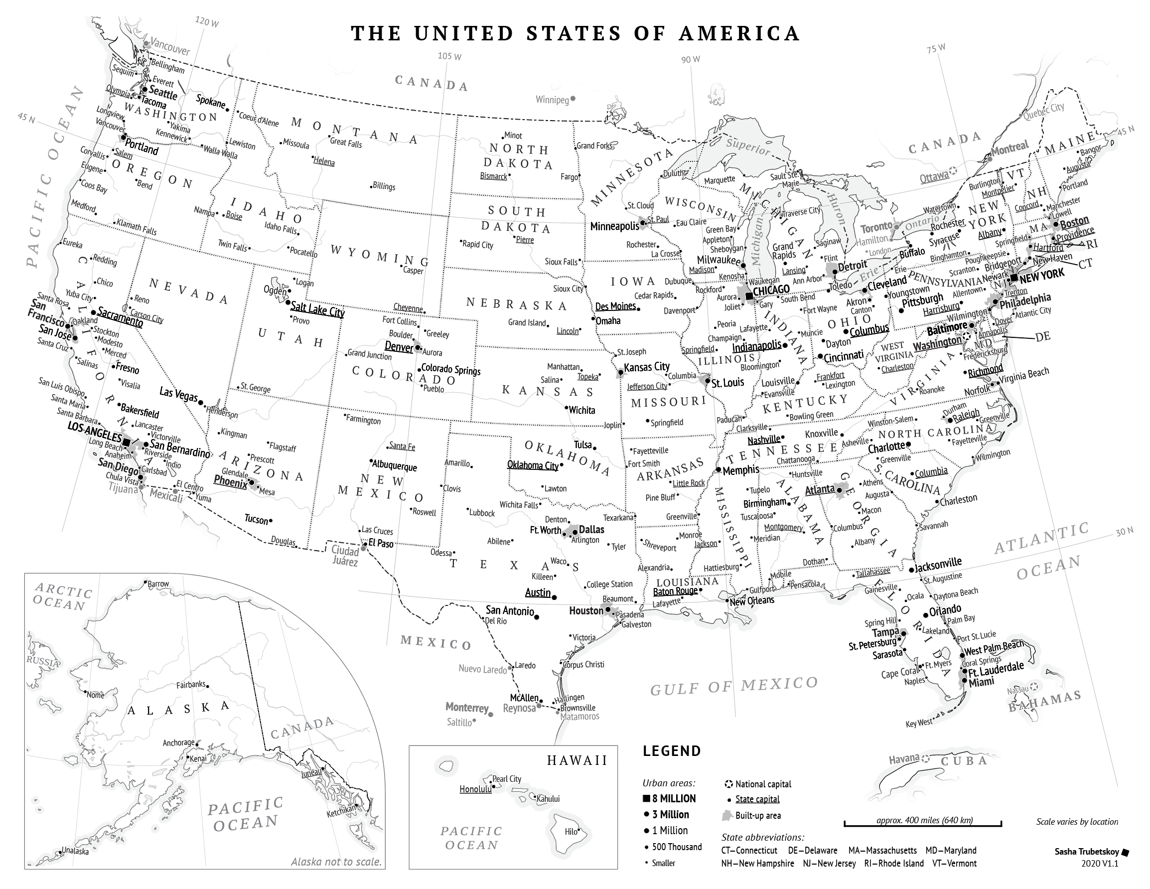 Printable United States Map | Sasha Trubetskoy intended for Printable Map of the United States with Cities