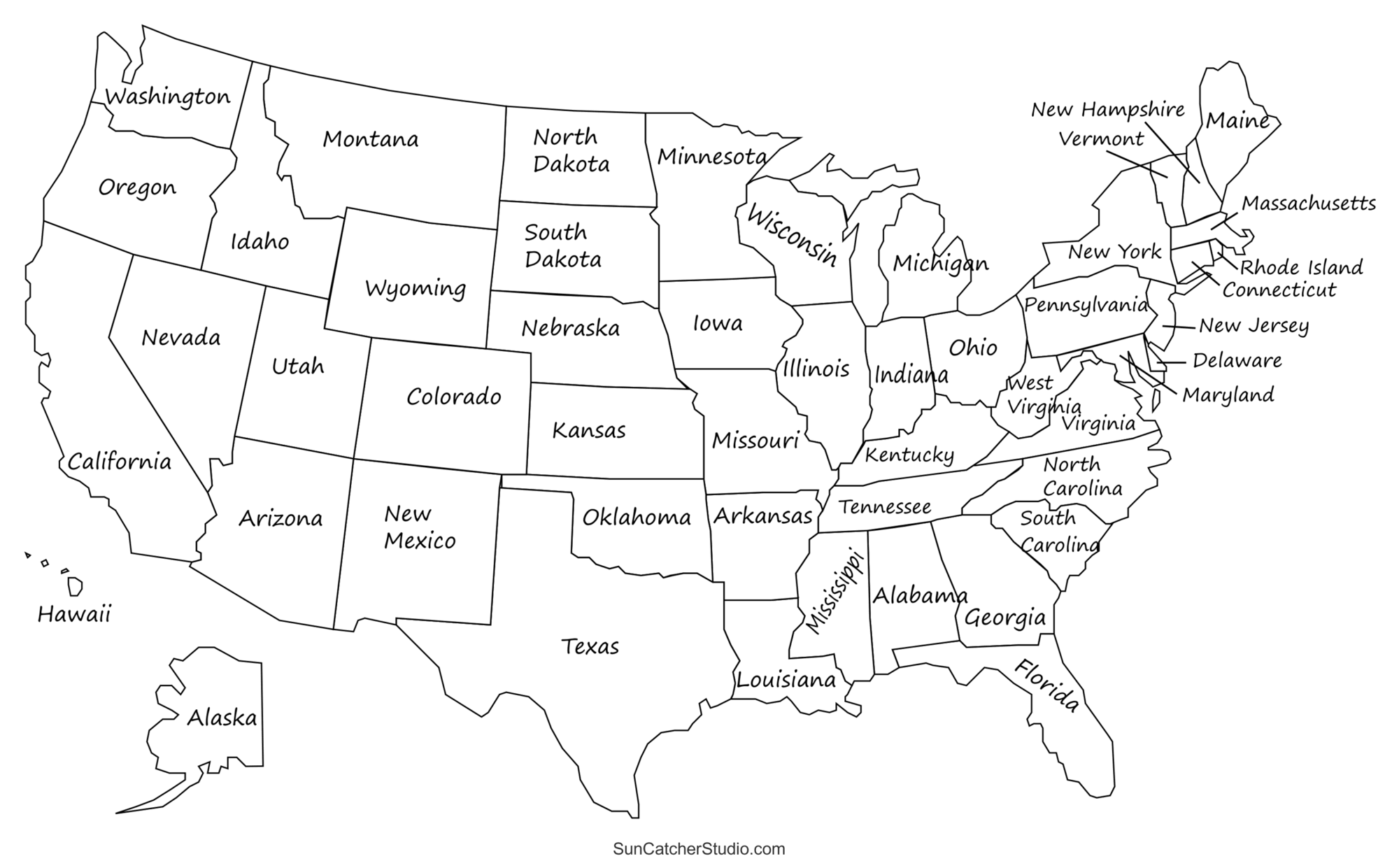 Printable Us Maps With States (Usa, United States, America) – Diy for Map of USA With State Names Printable