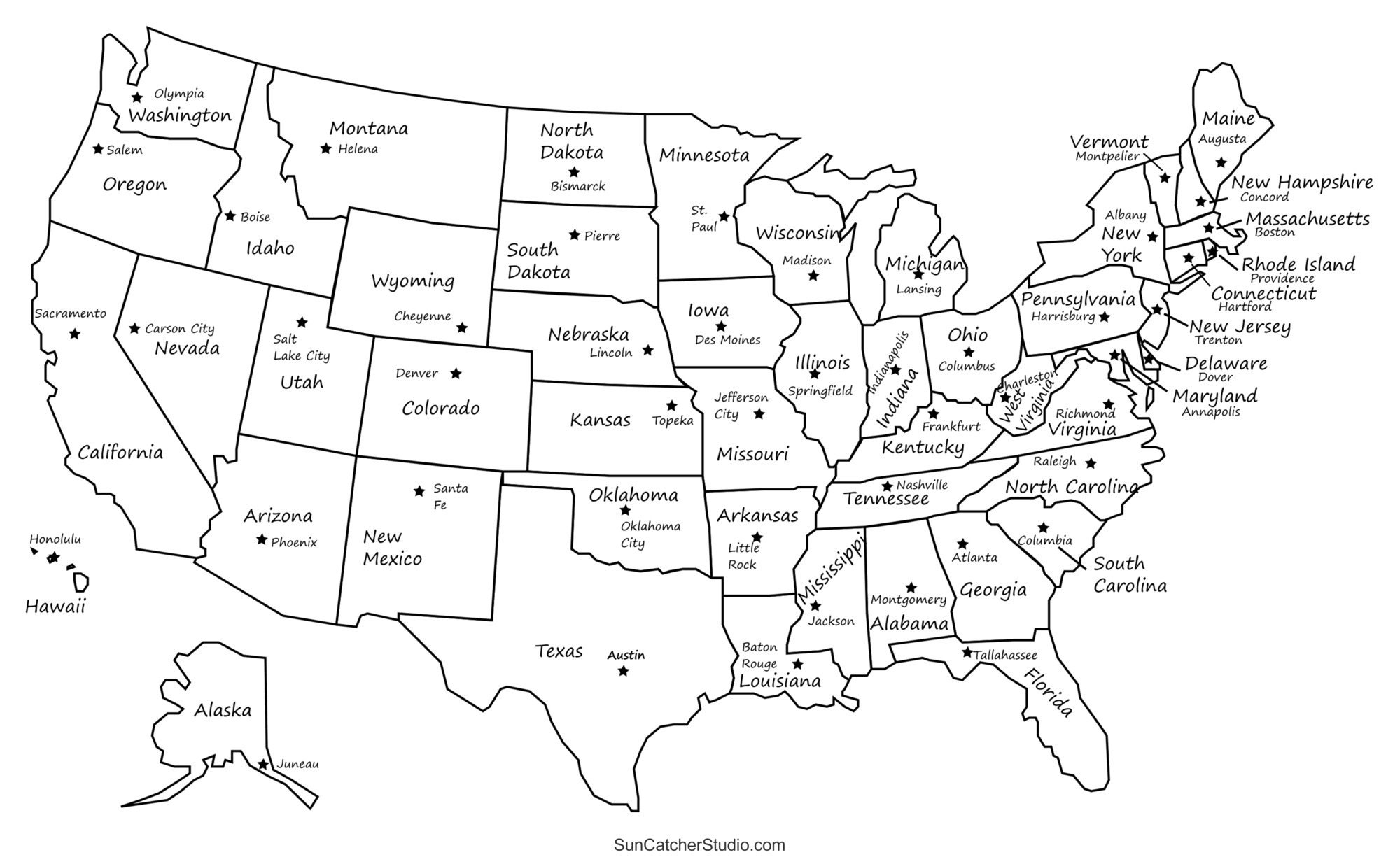 Printable Us Maps With States (Usa, United States, America) – Diy for Printable USA Map With Capitals