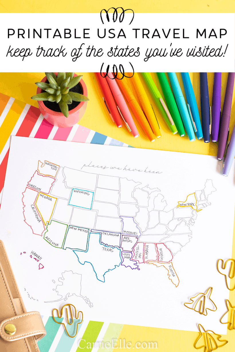 Printable Usa Travel Map - Carrie Elle throughout Printable Travel Map Of Usa