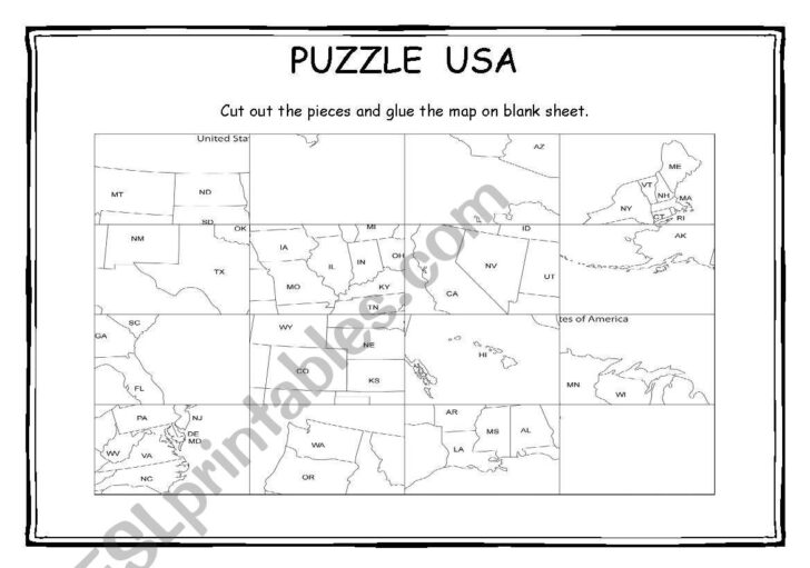 USA Map Puzzle Printable