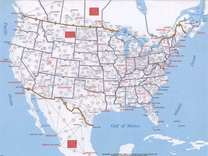 Printable Road Map of USA