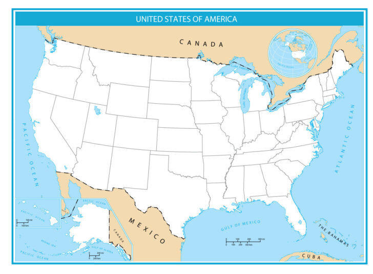 Blank Map United States with Great Lakes