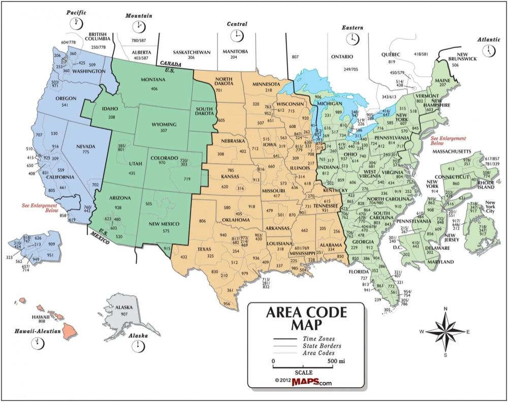 The United States Time Zone Map With Area Code | Large Printable inside Free Printable Time Zone Map USA