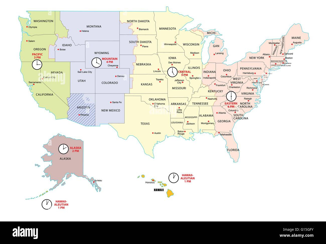 Time Zone Map Usa Hi-Res Stock Photography And Images - Alamy for Free Printable Time Zone Map Usa