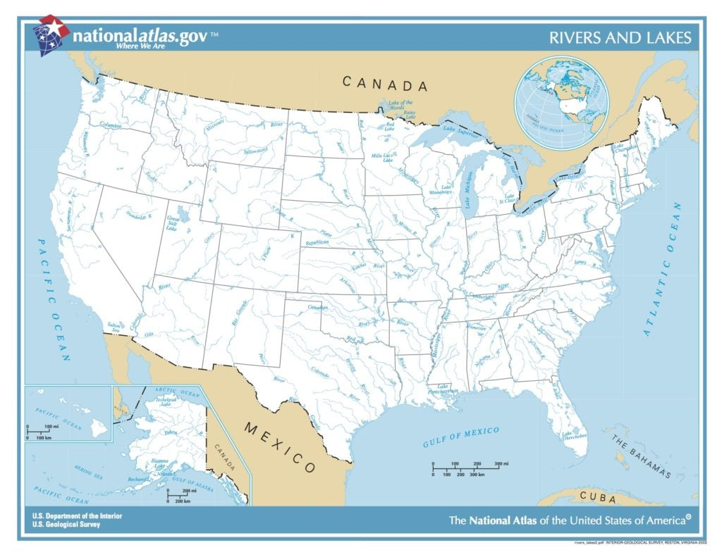 Unites States Map. Rivers And Lakes. - Picryl - Public Domain intended for FREE Printable US Maps with Major Rivers