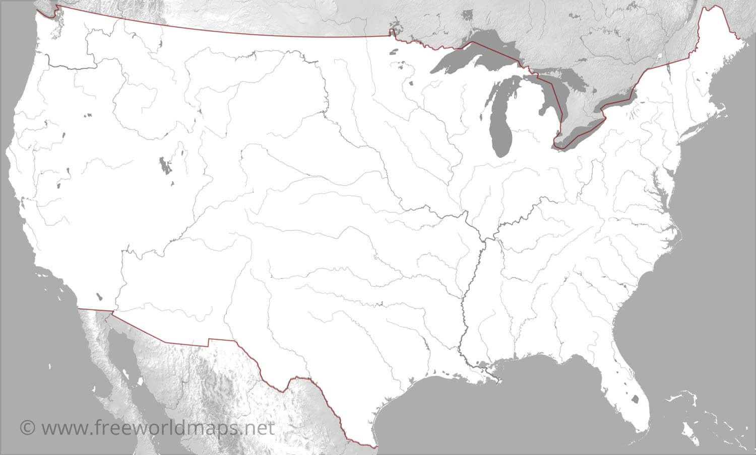 Us Rivers Map inside Printable Map USA with Mississippi River