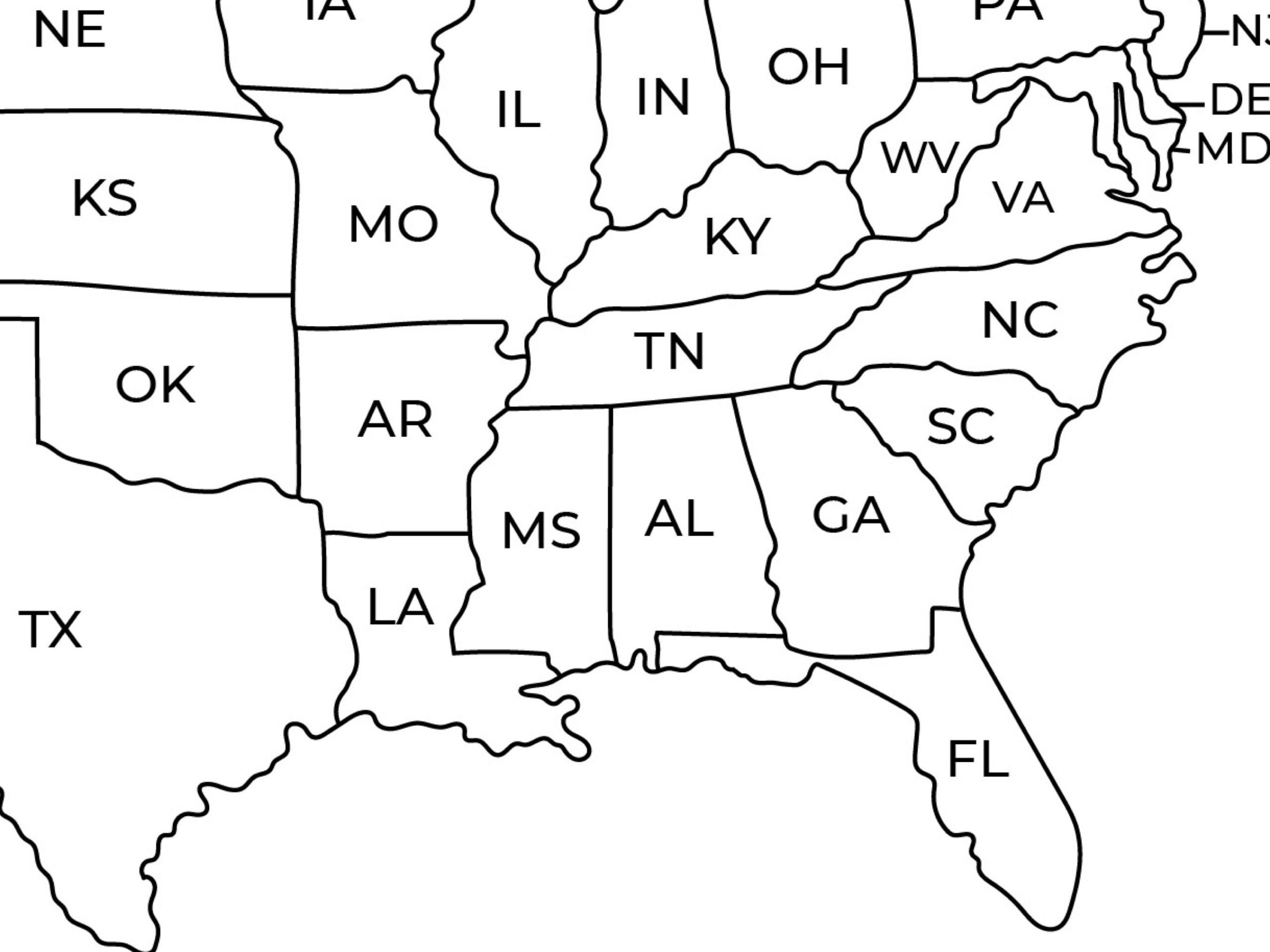 Usa Karte Usa Beschriftet, Schwarz Weiß Karte Usa Printable - Etsy.de for Printable Black And White Usa Map