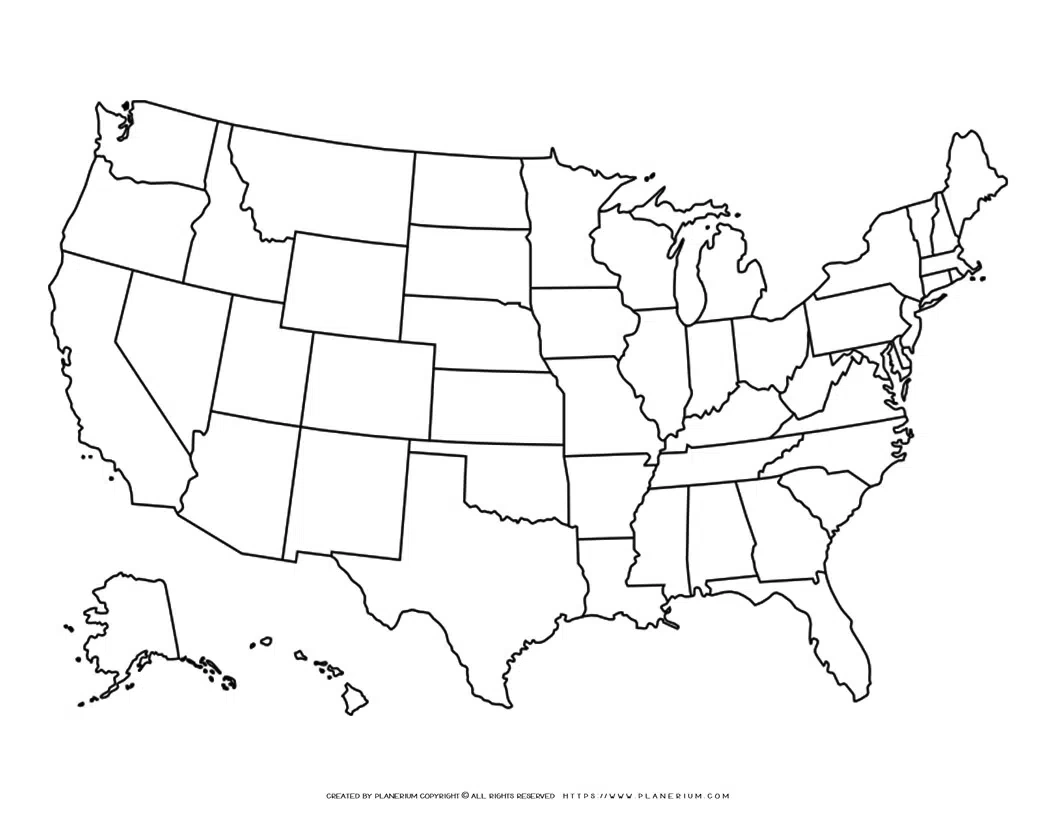 Usa Map Coloring Page | Planerium for Printable Coloring Map of USA