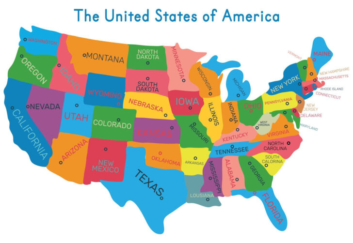 Printable Map of States In USA