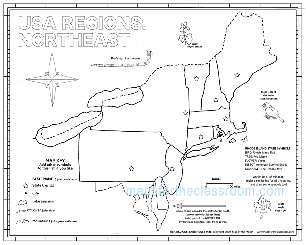 Usa Regions – Northeast inside Printable Map of Northeast USA