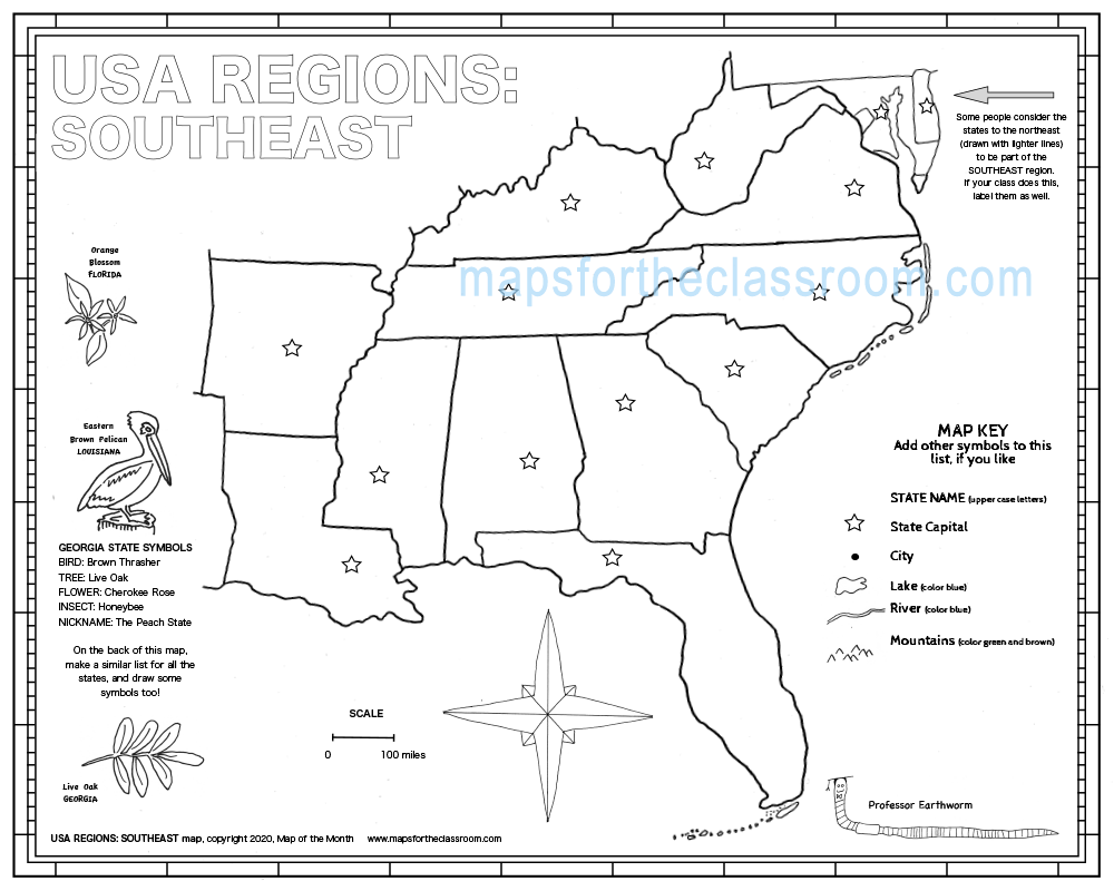 Usa Regions – Southeast intended for Printable Map Of Southeast Usa