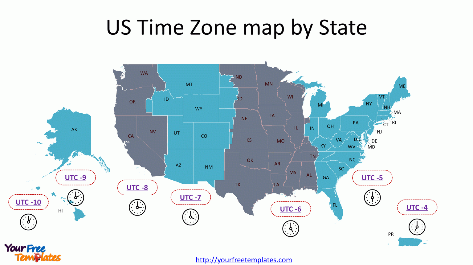 Usa Time Zone Map Templates - Free Powerpoint Template in Usa Time Zone Map Printable