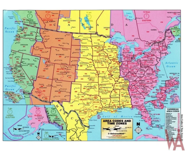 USA Time Zone Map Printable