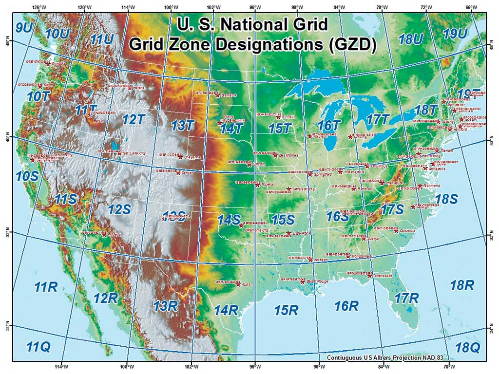 1-Introducing The United States National Grid throughout Map of USA with Grid Lines