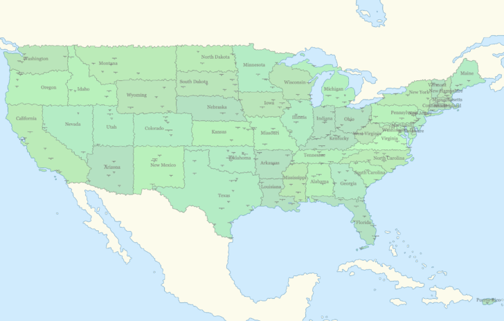 Map of USA Including Puerto Rico