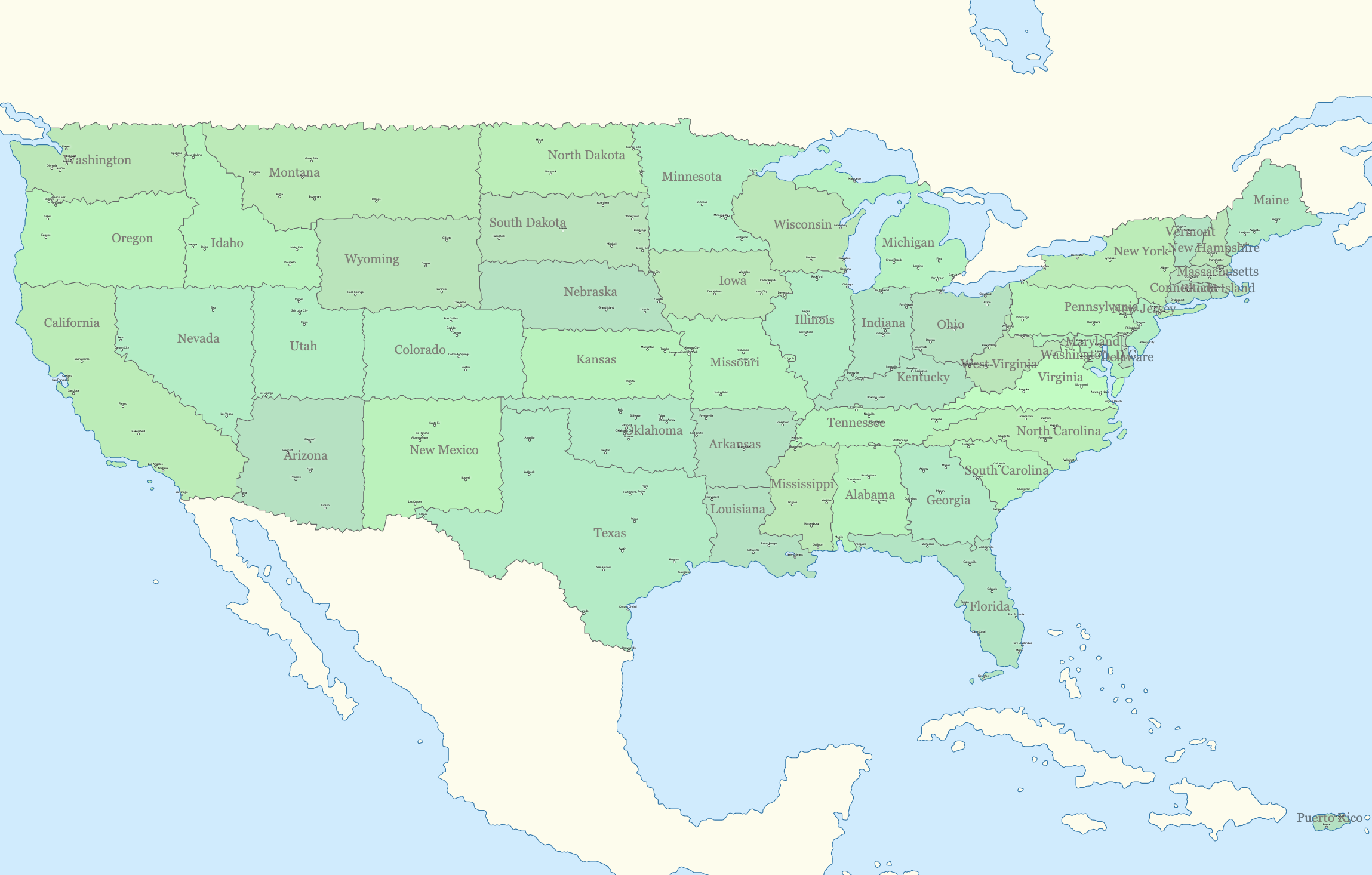 1:1 Karte Der Usa (Unteres 48 + Puerto Rico) - Link In Kommentaren inside Map of USA Including Puerto Rico
