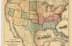 1861 American Civil War Map – Vintage Map Of The United States with Map Of Usa During Civil War