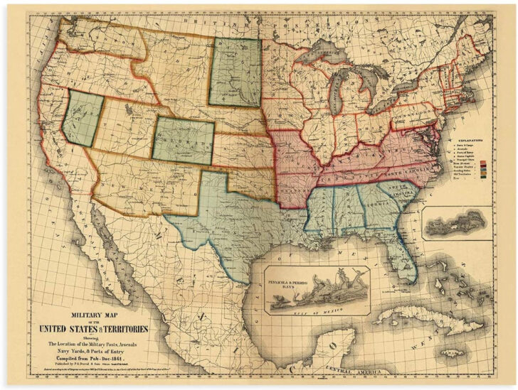Map of USA During Civil War Map of USA During Civil War