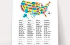 18X24” United States Map With Capitals For Kids – Educational – Homeschool  – Classroom – Daycare – Decor – Wall Art – Poster – Print – Etsy.de in USA Map of States and Capitals