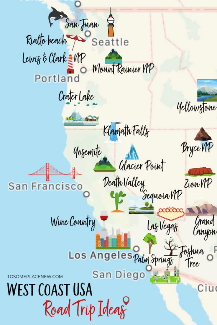 19 Epic West Coast Usa Road Trip Ideas &amp;amp; Itineraries throughout Tourist Map of West Coast USA